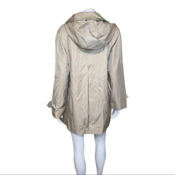 London Fog Stone Single-Breasted Hooded Raincoat Beige Women's Small NWT - Picture 6 of 9